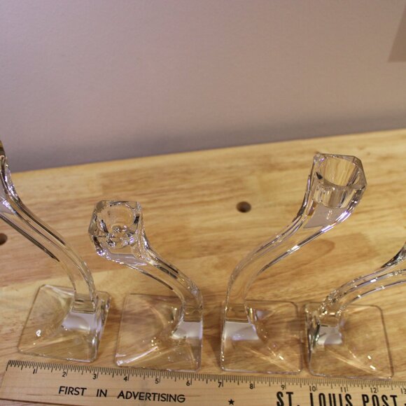 Vintage etched Claus Riedel crystal Duetto candleholders set of 4 beautiful - Picture 3 of 9